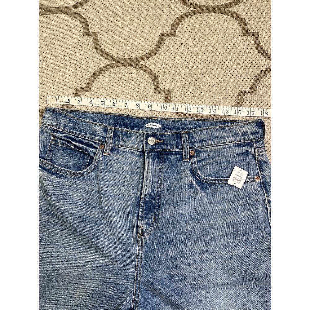Old Navy extra high rise boyfriend Lola blue jeans, size 14, NWT, raw hems - Picture 8 of 13